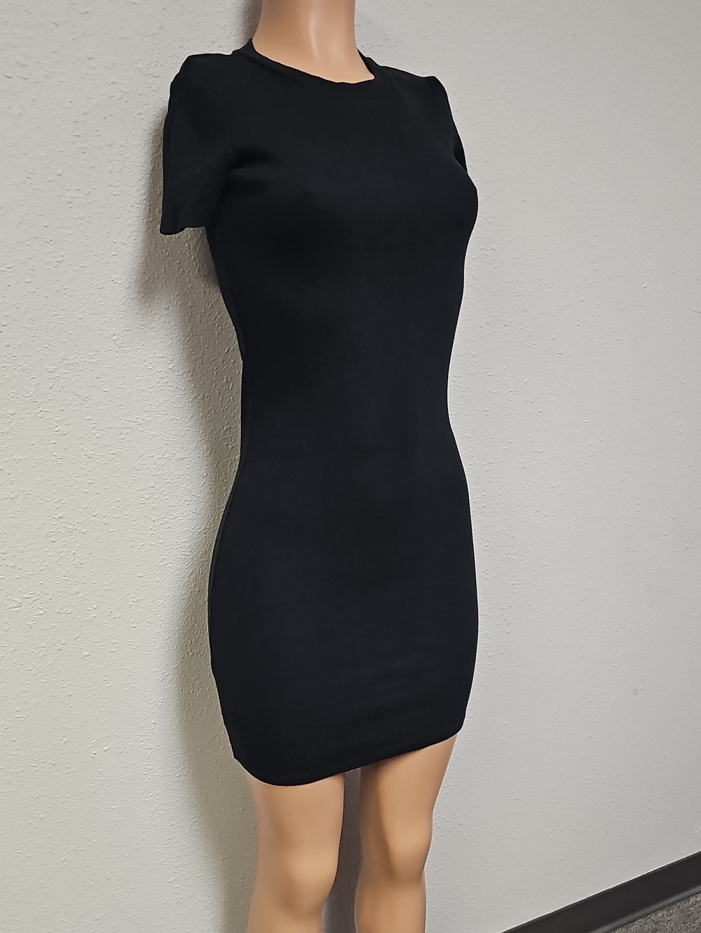 Zara Black Short Sleeve Bodycon Mini Dress